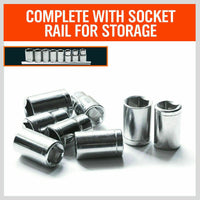 8Pc Metric Socket Set 1/2" Drive 11MM - 19MM For Wrench CRV Mechanic With Holder Kings Warehouse 