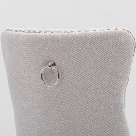 8x AADEN Modern Elegant Button-Tufted Upholstered Fabric with Studs Trim and Wooden legs Dining Side Chair-Beige Kings Warehouse 