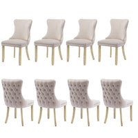 8x Velvet Upholstered Dining Chairs Tufted Wingback Side Chair with Studs Trim Solid Wood Legs for Kitchen Kings Warehouse 