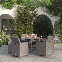 9 Piece Garden Dining Set with Cushions Poly Rattan Grey Kings Warehouse 