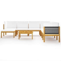 9 Piece Garden Lounge Set with Cushions Cream Solid Acacia Wood Kings Warehouse 