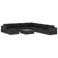 9 Piece Garden Lounge Set with Cushions Poly Rattan Black Kings Warehouse 