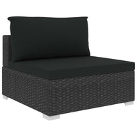 9 Piece Garden Lounge Set with Cushions Poly Rattan Black Kings Warehouse 