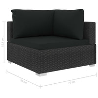 9 Piece Garden Lounge Set with Cushions Poly Rattan Black Kings Warehouse 
