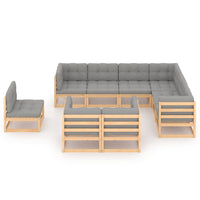 9 Piece Garden Lounge Set with Cushions Solid Pinewood Kings Warehouse 