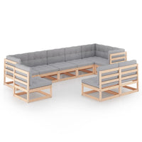 9 Piece Garden Lounge Set with Cushions Solid Pinewood Kings Warehouse 