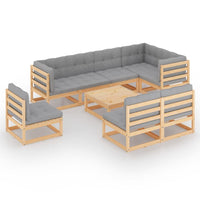 9 Piece Garden Lounge Set with Cushions Solid Pinewood Kings Warehouse 
