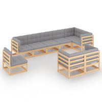 9 Piece Garden Lounge Set with Cushions Solid Pinewood Kings Warehouse 