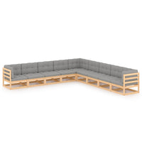 9 Piece Garden Lounge Set with Cushions Solid Pinewood Kings Warehouse 