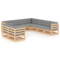 9 Piece Garden Lounge Set with Cushions Solid Pinewood Kings Warehouse 