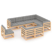 9 Piece Garden Lounge Set with Cushions Solid Pinewood Kings Warehouse 