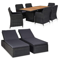 9 Piece Outdoor Dining Set Poly Rattan Black Kings Warehouse 