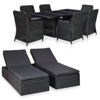 9 Piece Outdoor Dining Set Poly Rattan Black Kings Warehouse 