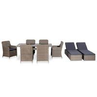 9 Piece Outdoor Dining Set Poly Rattan Brown Kings Warehouse 