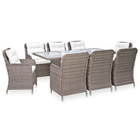 9 Piece Outdoor Dining Set Poly Rattan Brown