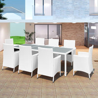 9 Piece Outdoor Dining Set Poly Rattan Cream White Kings Warehouse 