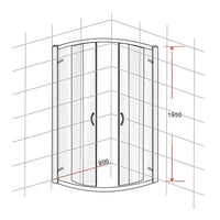 90 x 90cm Rounded Sliding 6mm Curved Shower Screen with Base in Black Kings Warehouse 