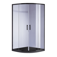 90 x 90cm Rounded Sliding 6mm Curved Shower Screen with Base in Black