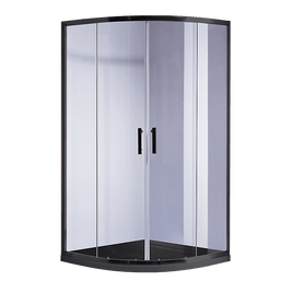 90 x 90cm Rounded Sliding 6mm Curved Shower Screen with Base in Black Kings Warehouse 