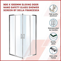 900 x 1000mm Sliding Door Nano Safety Glass Shower Screen By Della Francesca Kings Warehouse 