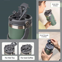 900ML Orange Stainless Steel Travel Mug with Leak-proof 2-in-1 Straw and Sip Lid, Vacuum Insulated Coffee Mug for Car, Office, Perfect Gifts, Keeps Liquids Hot or Cold Kings Warehouse 