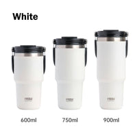900ML White Stainless Steel Travel Mug with Leak-proof 2-in-1 Straw and Sip Lid, Vacuum Insulated Coffee Mug for Car, Office, Perfect Gifts, Keeps Liquids Hot or Cold Kings Warehouse 