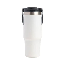 900ML White Stainless Steel Travel Mug with Leak-proof 2-in-1 Straw and Sip Lid, Vacuum Insulated Coffee Mug for Car, Office, Perfect Gifts, Keeps Liquids Hot or Cold Kings Warehouse 