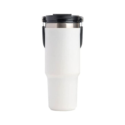 900ML White Stainless Steel Travel Mug with Leak-proof 2-in-1 Straw and Sip Lid, Vacuum Insulated Coffee Mug for Car, Office, Perfect Gifts, Keeps Liquids Hot or Cold Kings Warehouse 