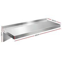 900mm Stainless Steel Wall Shelf Kitchen Shelves Rack Mounted Display Shelving Spring Fever Exclusive Promo Kings Warehouse 