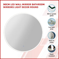 90cm LED Wall Mirror Bathroom Mirrors Light Decor Round Kings Warehouse 