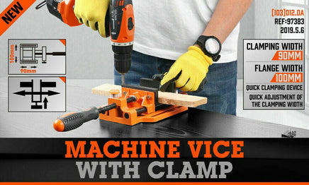 90mm Drill Press Bench Vice Quick Release Clamp Jaw Soft Grip Hand Pads Woodwork Kings Warehouse 