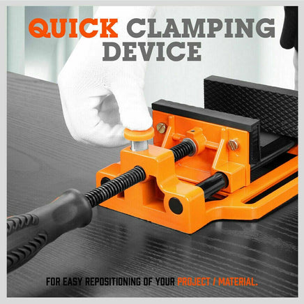 90mm Drill Press Bench Vice Quick Release Clamp Jaw Soft Grip Hand Pads Woodwork Kings Warehouse 