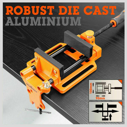 90mm Drill Press Bench Vice Quick Release Clamp Jaw Soft Grip Hand Pads Woodwork Kings Warehouse 