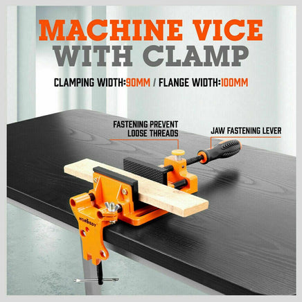 90mm Drill Press Bench Vice Quick Release Clamp Jaw Soft Grip Hand Pads Woodwork Kings Warehouse 