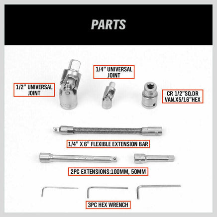 94Pc Socket Ratchet Wrench Set Screwdriver Bits Extension Torx Hex 1/4" 1/2" Dr. Kings Warehouse 