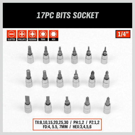94Pc Socket Ratchet Wrench Set Screwdriver Bits Extension Torx Hex 1/4" 1/2" Dr. Kings Warehouse 