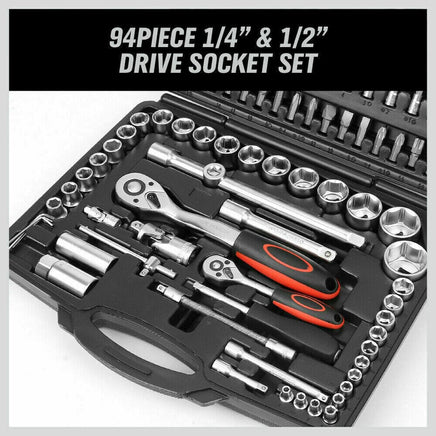 94Pc Socket Ratchet Wrench Set Screwdriver Bits Extension Torx Hex 1/4" 1/2" Dr. Kings Warehouse 
