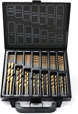 99Pc Drills Set HSS Titanium Coated Wood Plastic Metal Metric 1.5-10mm With Case Kings Warehouse