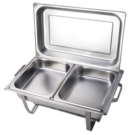 9L Chafing Dish Set Buffet Pan Bain Marie Bow Stainless Steel Food Warmer(2*4.5L) KingsWarehouse 
