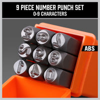 9Pc 6mm Number Stamp Punches Set Metal Plastic Wood Leather With Storage Case Kings Warehouse 