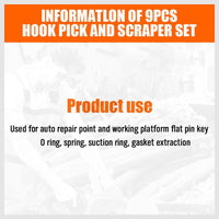 9pc Hook and Pick Tool Set Scraper ,Large Full & Small Mini Size Non-slip Handle Kings Warehouse 