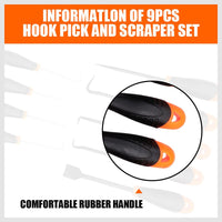 9pc Hook and Pick Tool Set Scraper ,Large Full & Small Mini Size Non-slip Handle Kings Warehouse 