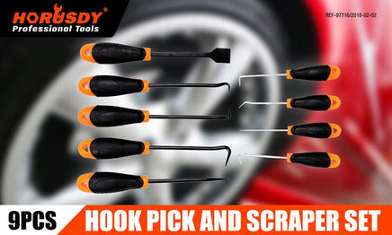 9pc Hook and Pick Tool Set Scraper ,Large Full & Small Mini Size Non-slip Handle Kings Warehouse 