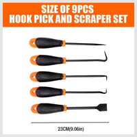 9pc Hook and Pick Tool Set Scraper ,Large Full & Small Mini Size Non-slip Handle Kings Warehouse 