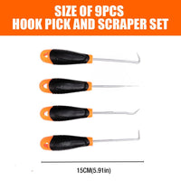 9pc Hook and Pick Tool Set Scraper ,Large Full & Small Mini Size Non-slip Handle Kings Warehouse 