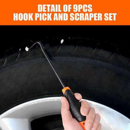 9pc Hook and Pick Tool Set Scraper ,Large Full & Small Mini Size Non-slip Handle Kings Warehouse 