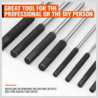 9Pc Roll Pin Punch Set Bolt Catch Gun Building Removing Repair Tool Canvas Pouch Kings Warehouse 