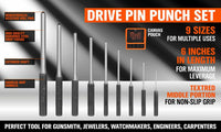 9Pc Roll Pin Punch Set Bolt Catch Gun Building Removing Repair Tool Canvas Pouch Kings Warehouse 