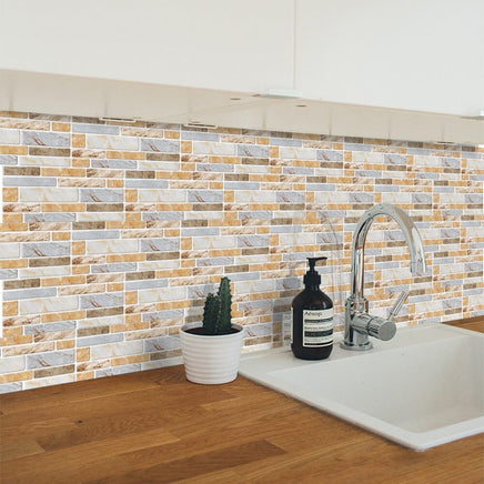 9PCS Mosaic Marble Bricks Self-adhesive Bathroom Kitchen Wall Tile Sticker Golden Fawn Kings Warehouse 