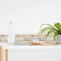 9PCS Mosaic Marble Bricks Self-adhesive Bathroom Kitchen Wall Tile Sticker Golden Fawn Kings Warehouse 